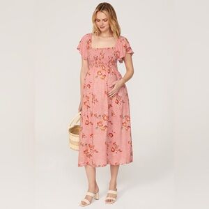 Ripe Maternity “Libby” Smocked Midi Dress – Floral – Size Medium